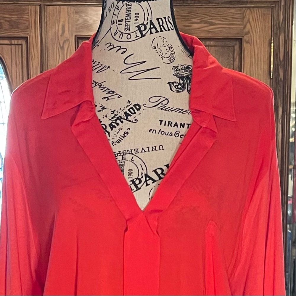 Splendid Long Skeeve, V Neck, Coral Top, Cotton, Rayon, Women Size 3X